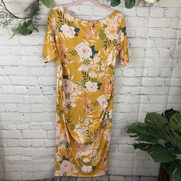 yellow floral print maxi dress